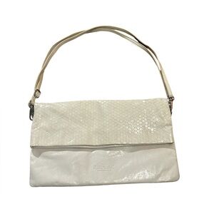 RUDSAK Off white leather fold style purse adjustable straps silver hardware